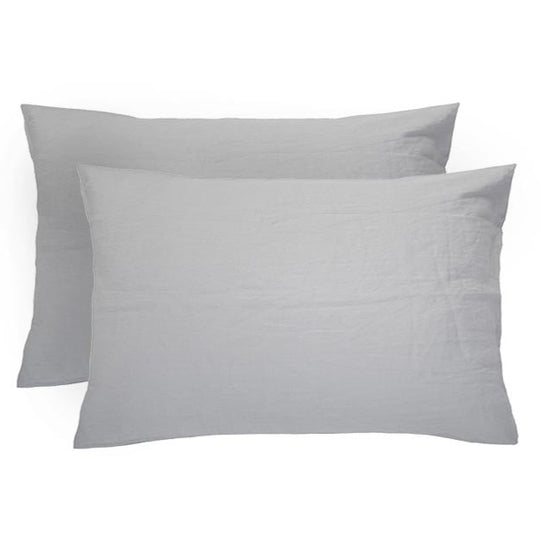 French Linen Standard Pillowcase Pair Silver
