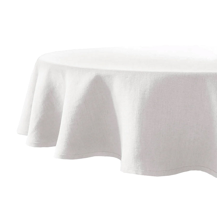 French Linen 228cm Round Tablecloth Snow