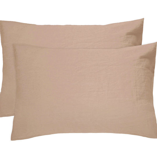 French Linen Standard Pillowcase Pair Tea Rose