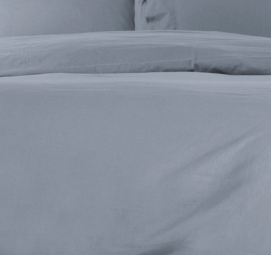 Temple Organic Cotton Quilt Cover Set Range Steel Blue