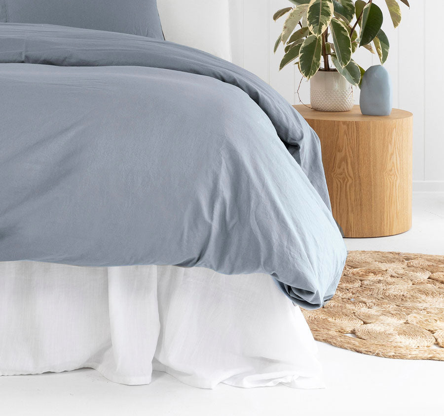 Temple Organic Cotton Quilt Cover Set Range Steel Blue