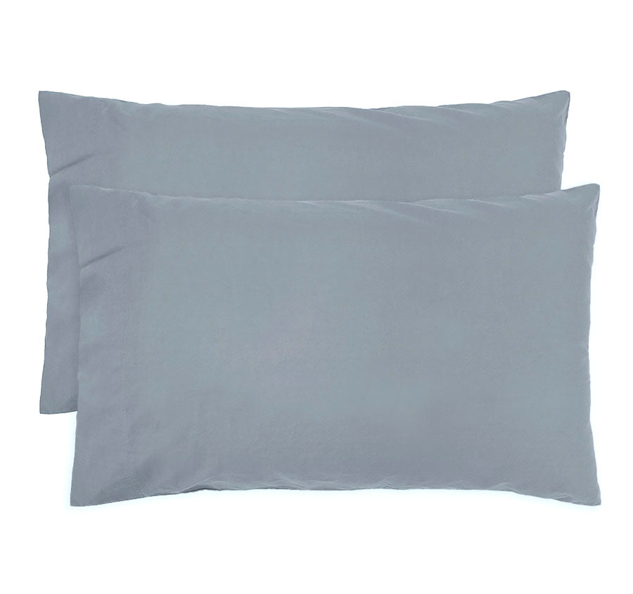 Temple Organic Cotton Standard Pillowcase Pair Steel Blue