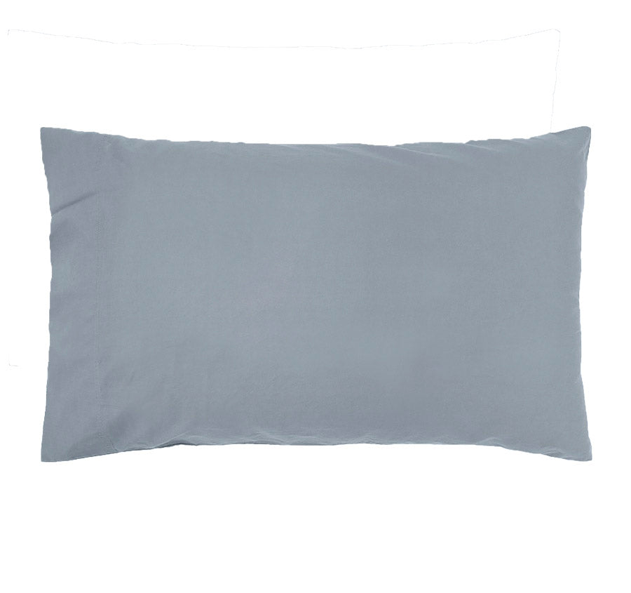 Temple Organic Cotton Standard Pillowcase Pair Steel Blue