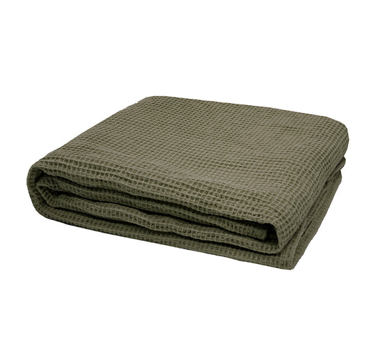 Waffle 130x180cm Throw Rug Olive
