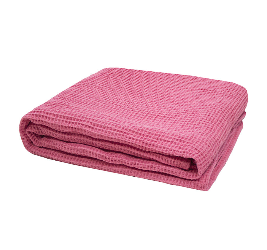 Waffle 130x180cm Throw Rug Pink
