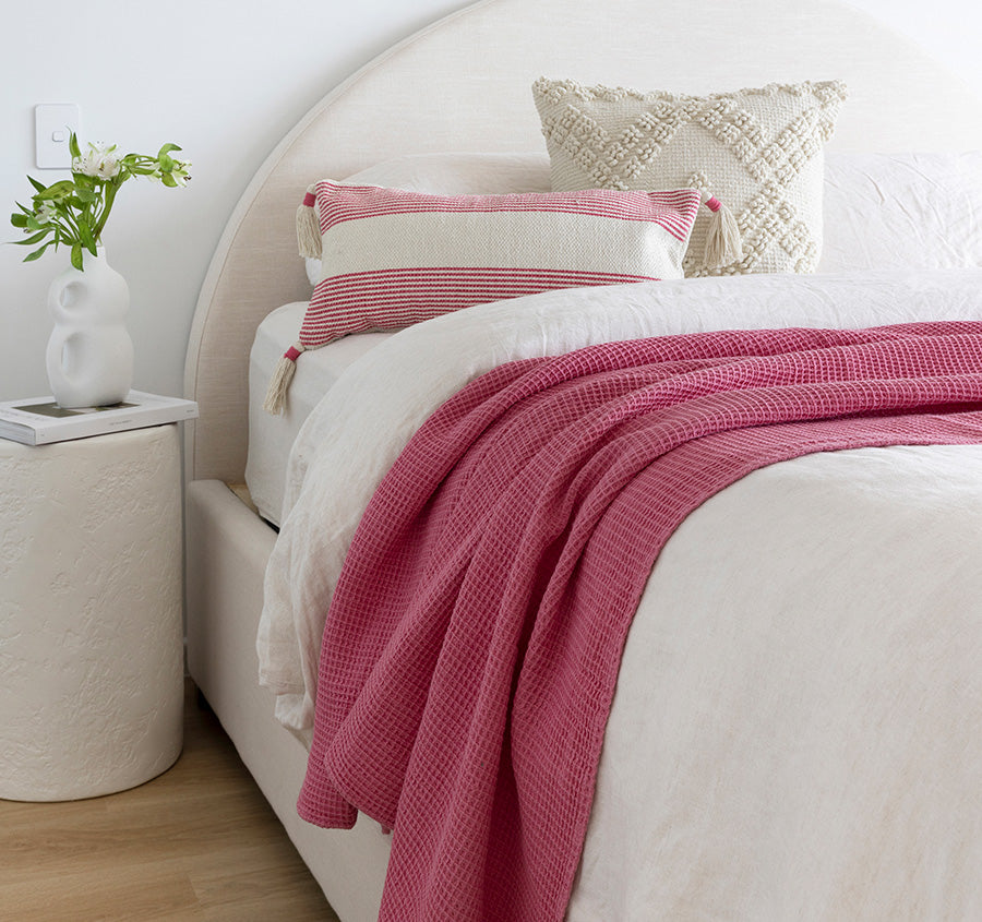 Waffle 130x180cm Throw Rug Pink