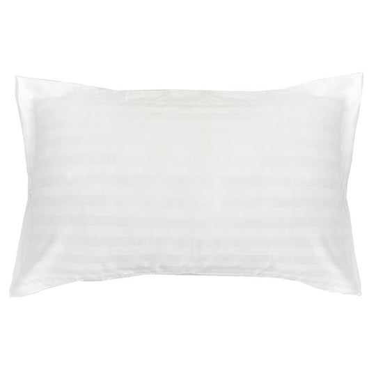 Chateau Satin Stripe Polyester Cotton Standard Pillowcase White