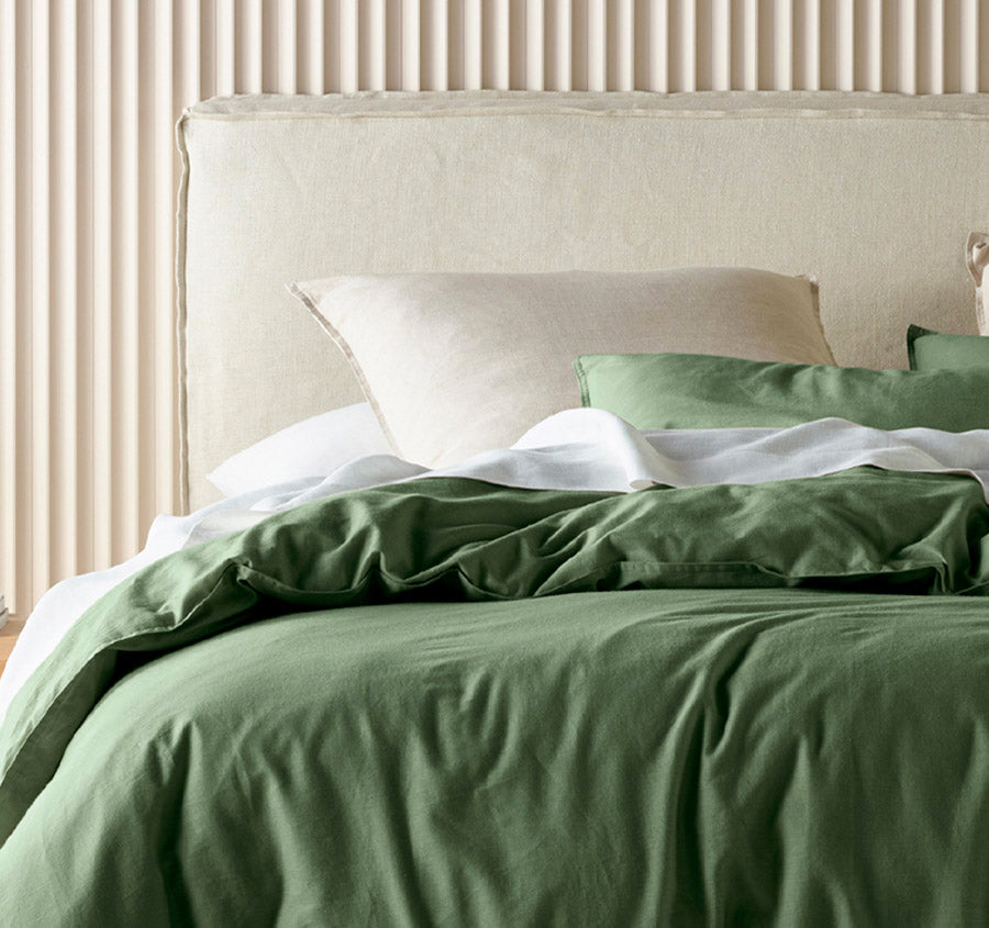 Acacia Quilt Cover Set Range Olive