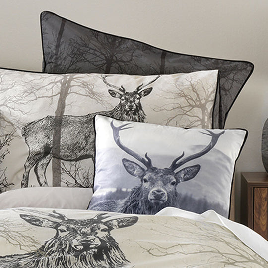 Alpine Deer European Pillowcase Black