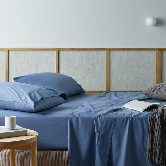 Natural Sleep Recycled Cotton and Bamboo Sheet Set Range Blue