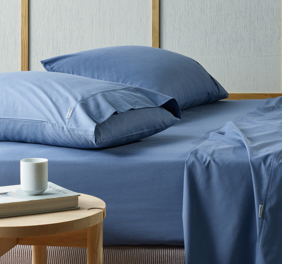Natural Sleep Recycled Cotton and Bamboo Sheet Set Range Blue