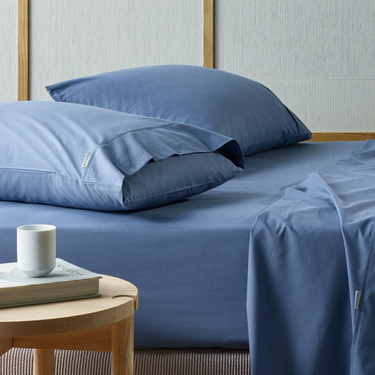 Natural Sleep Recycled Cotton and Bamboo Sheet Set Range Blue