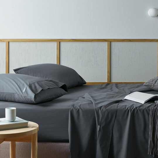Natural Sleep Recycled Cotton and Bamboo Sheet Set Range Charcoal