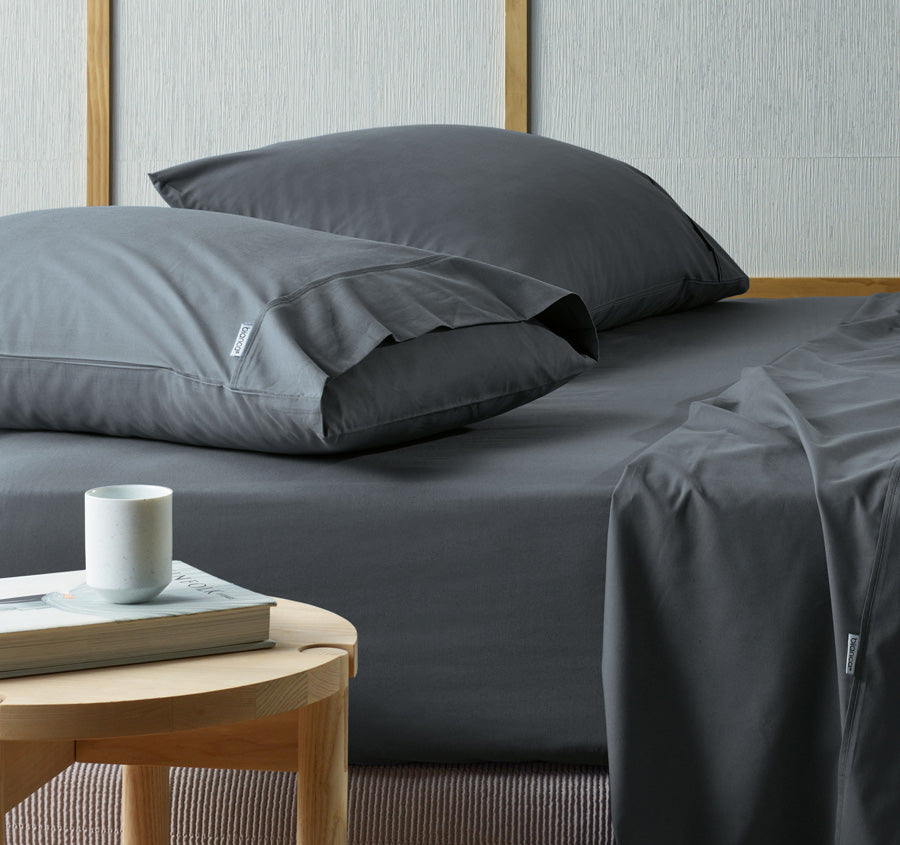 Natural Sleep Recycled Cotton and Bamboo Sheet Set Range Charcoal