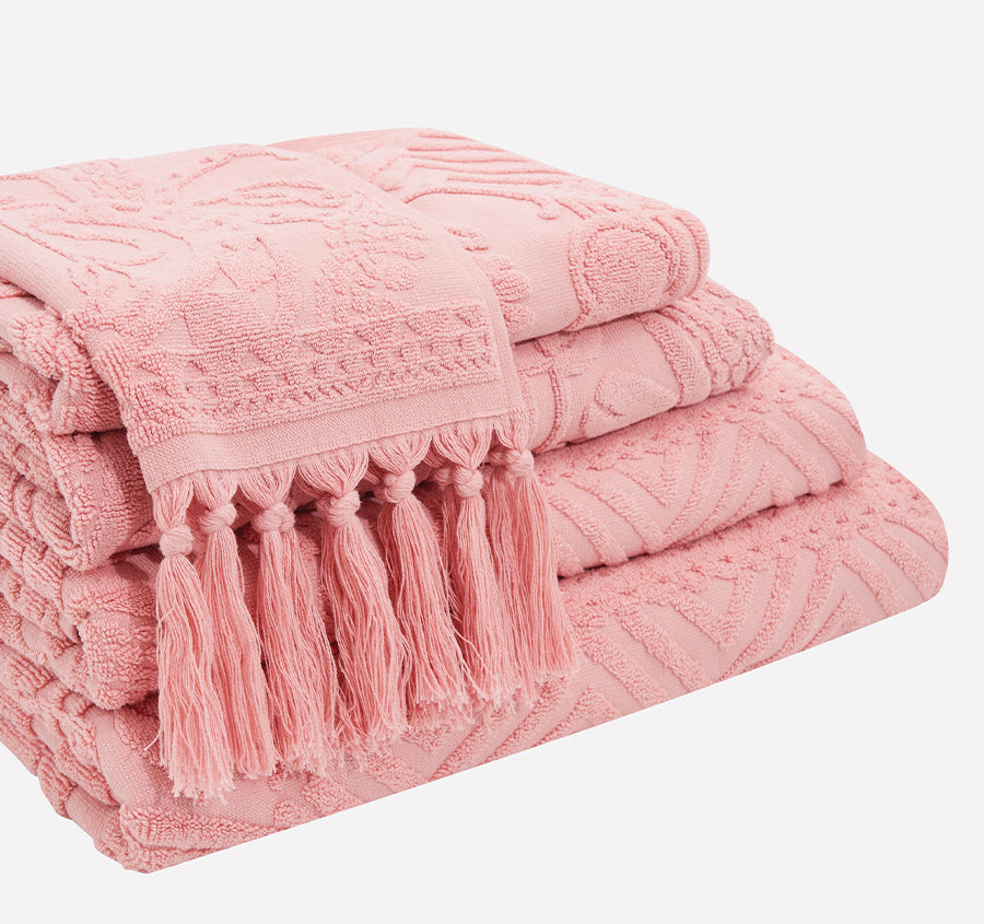 Palm Jacquard 620GSM Bath Towel Range Blossom