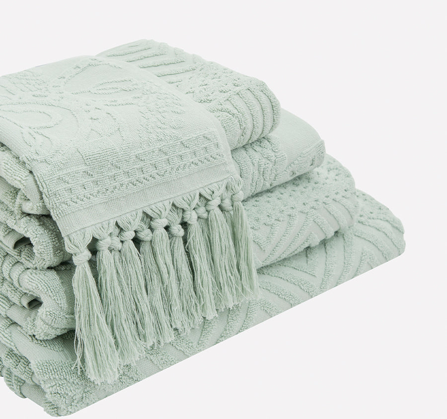 Palm Jacquard 620GSM Bath Towel Range Mint