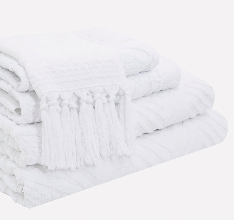 Palm Jacquard 620GSM Bath Towel Range White