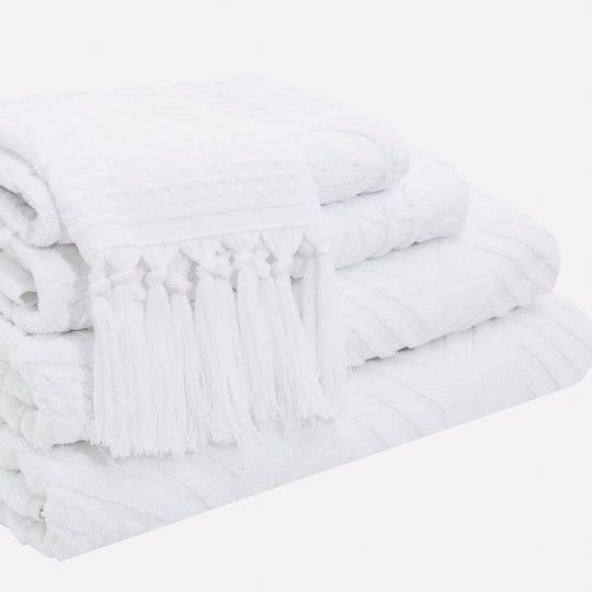 Palm Jacquard 620GSM Bath Towel Range White