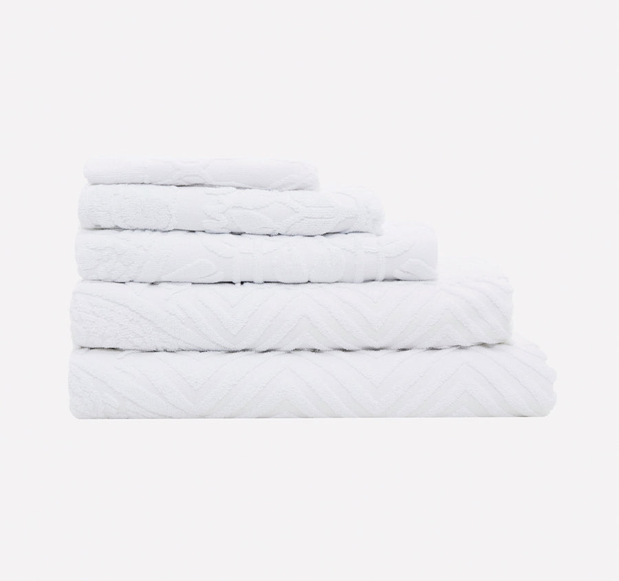 Palm Jacquard 620GSM Bath Towel Range White