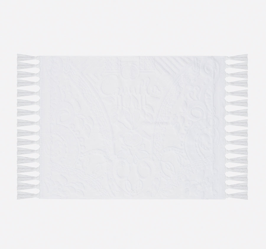 Palm Jacquard 800GSM Bath Mat White