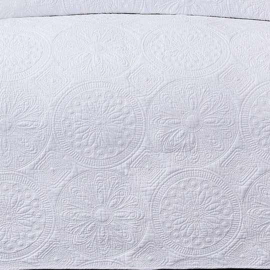 Embroidered Vivid White Coverlet Set Range