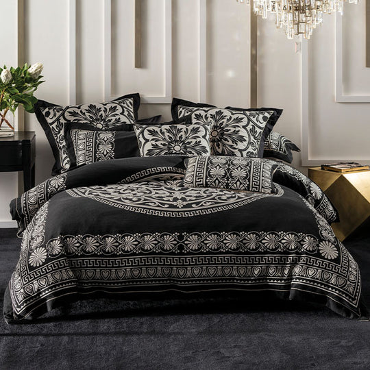 Giovanni Queen Bed Quilt Cover Set Black