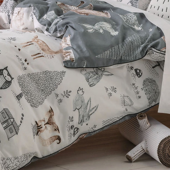 Into The Woods Quilt Cover Set Range Grey
