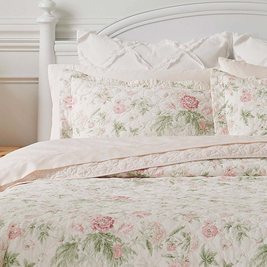 Breezy Floral Coverlet Set Pink and Green