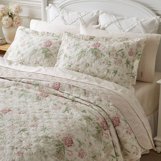 Breezy Floral Coverlet Set Pink and Green