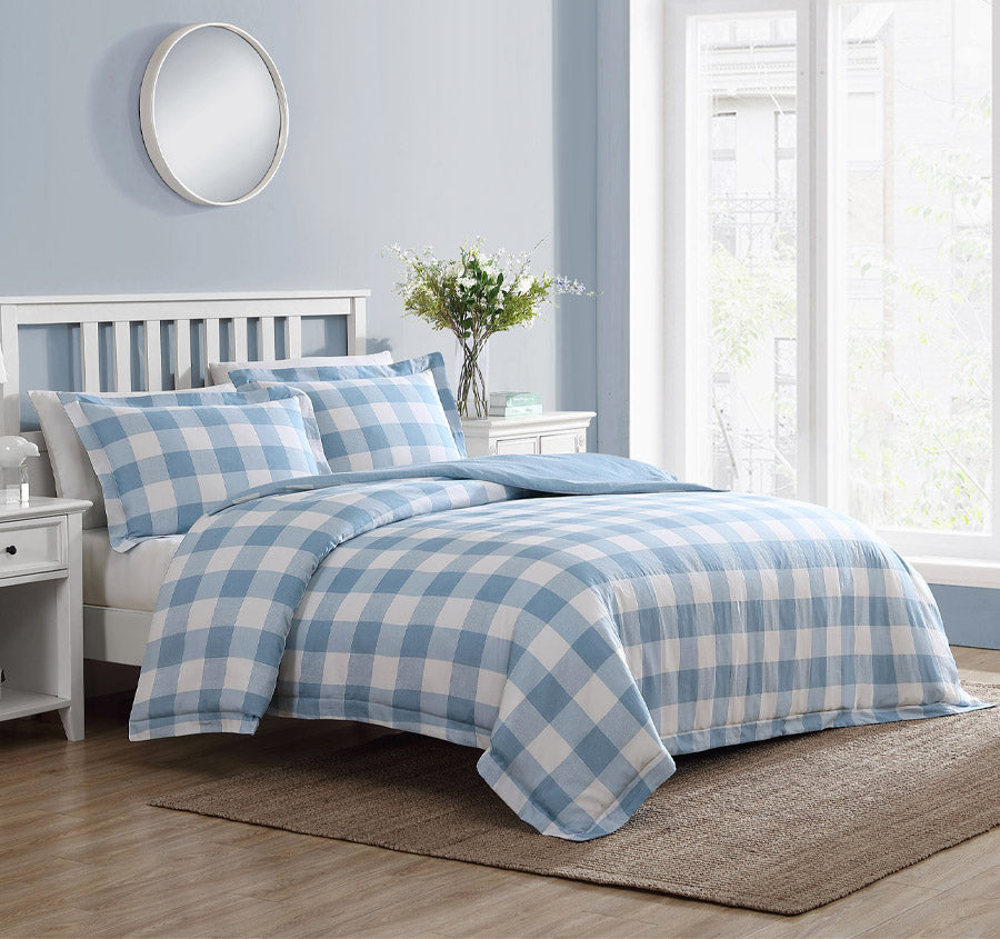 Cynthia Quilt Cover Set Range Powder Blue