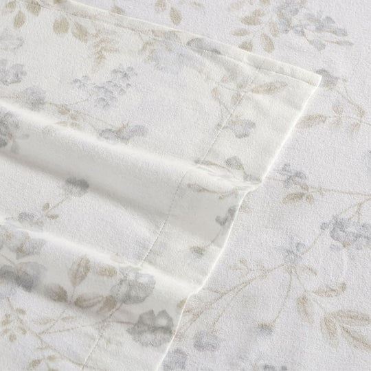 Fawna Printed Flannelette Cotton Sheet Set Range Soft Grey