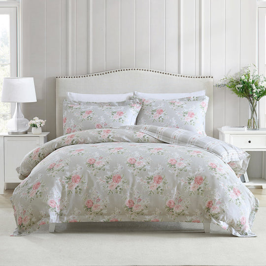 Melany Quilt Cover Set Range Pink and Grey