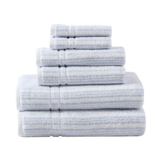 Sienna 6 Piece Cotton Towel Set Blue Cashmere and Snow