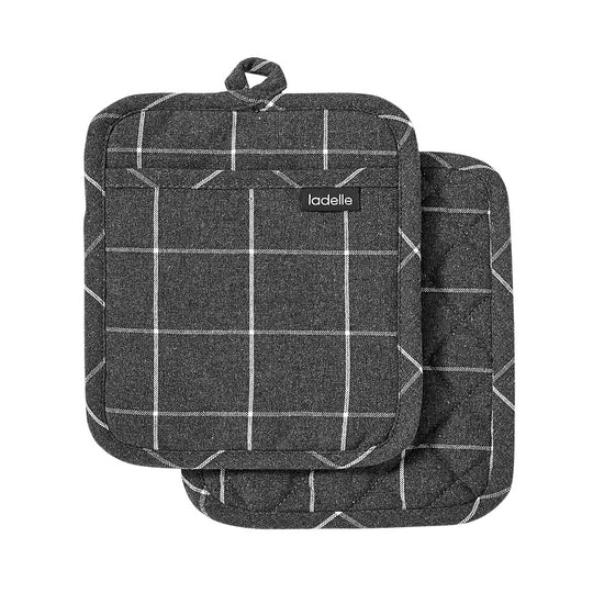 Eco Check 2 Pack Pot Holder Charcoal