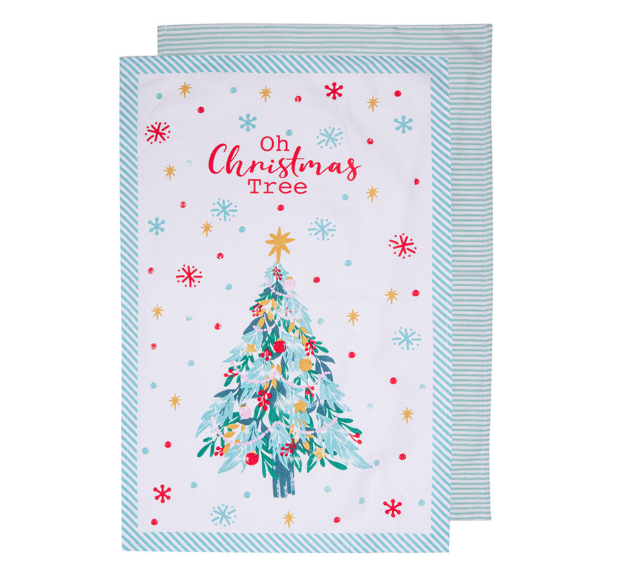 Jingle Christmas Tree 2 Pack Tea Towel 