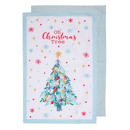 Jingle Christmas Tree 2 Pack Tea Towel 