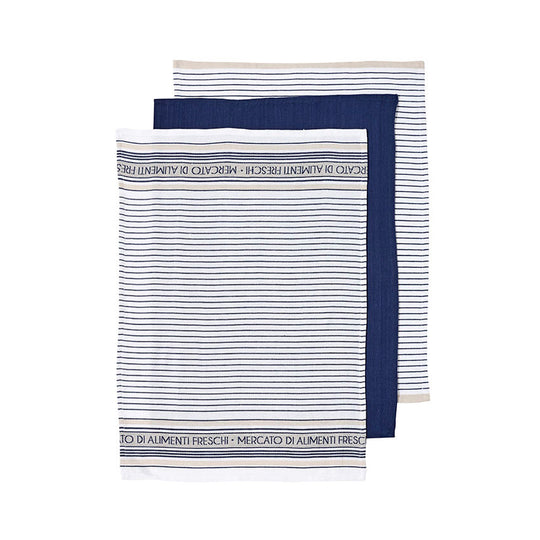 Professional Series III Stripe 3 Pack Tea Towel Navy
