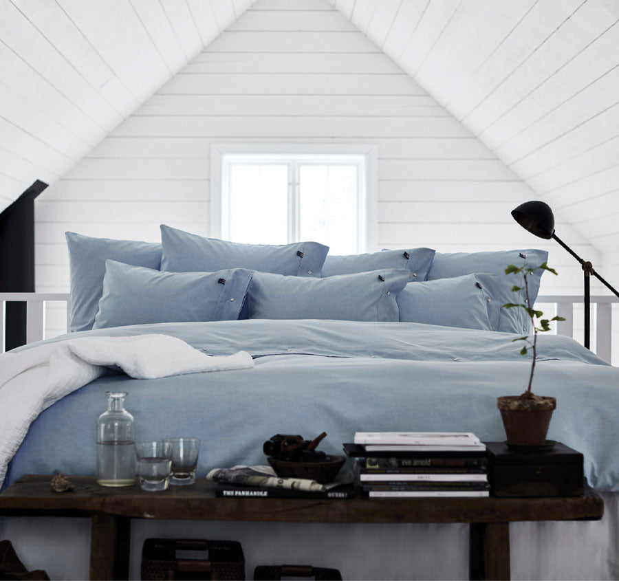 American Pin Point Oxford Quilt Cover Set Range Blue