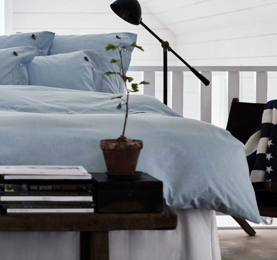 American Pin Point Oxford Quilt Cover Set Range Blue