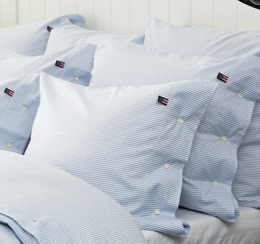 American Pin Point Oxford Quilt Cover Set Range Blue and White