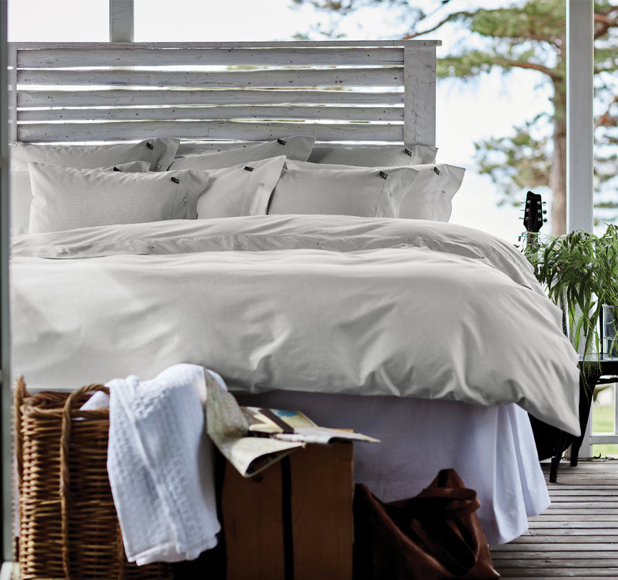 American Pin Point Oxford Quilt Cover Set Range Grey and White