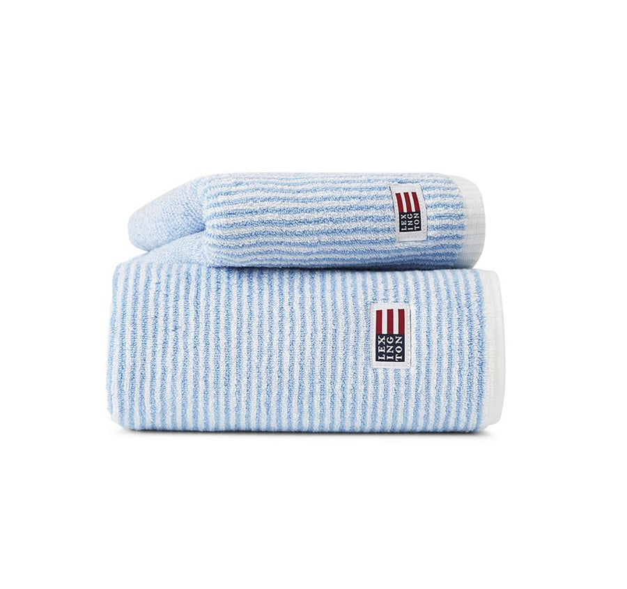 Original Striped 600GSM Cotton Bath Towel Range White and Blue