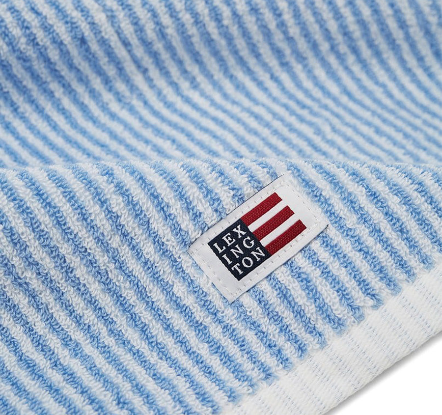 Original Striped 600GSM Cotton Bath Towel Range White and Blue