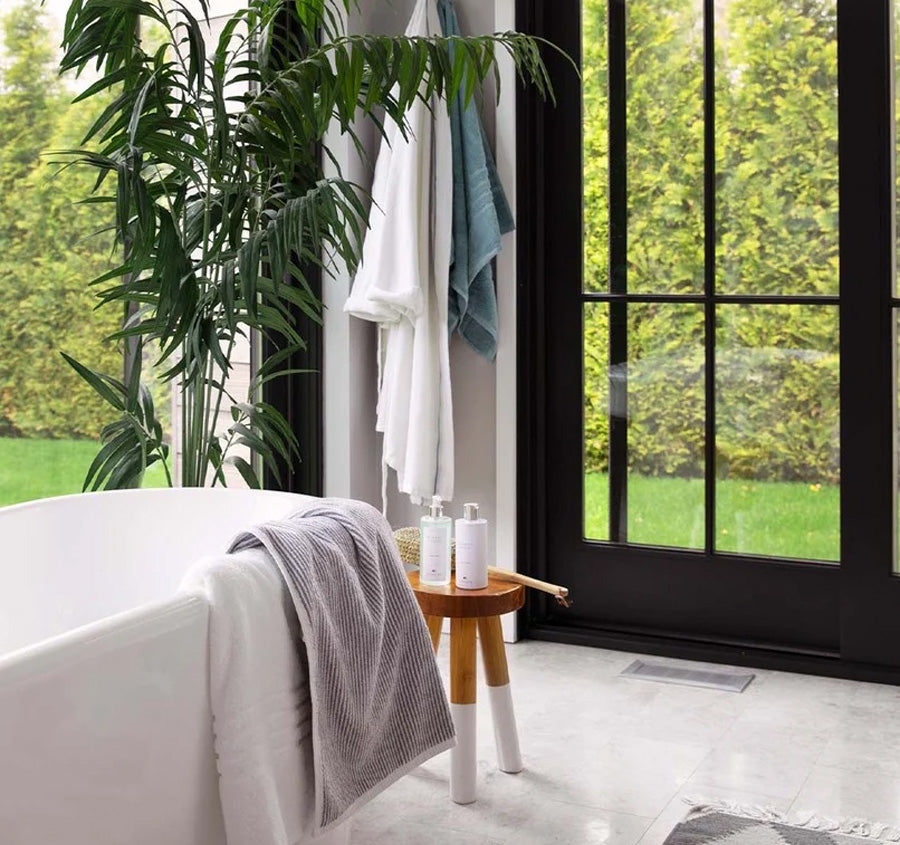 Original Striped 600GSM Cotton Bath Towel Range White and Grey