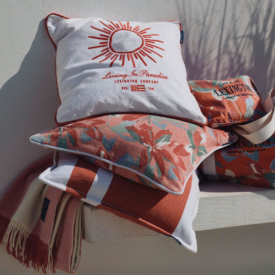 Sun 50x50cm Filled Cushion White and Coral
