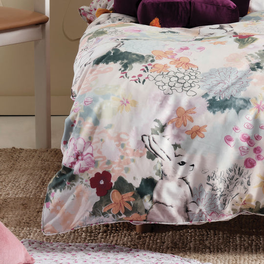 Bunny Tales Quilt Cover Set Range Pink Posy
