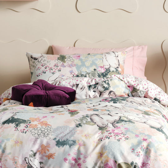 Bunny Tales Quilt Cover Set Range Pink Posy