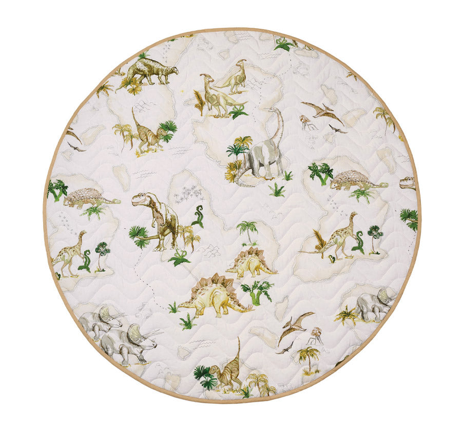 Dinosaur Map 120cm Round Playmat Sand