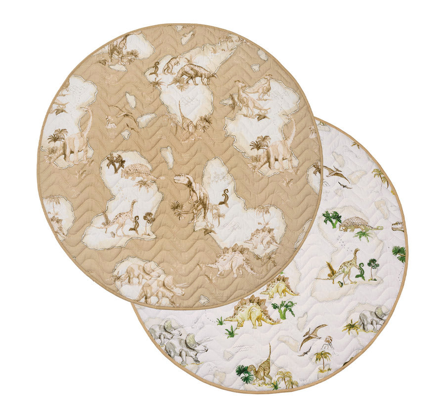 Dinosaur Map 120cm Round Playmat Sand