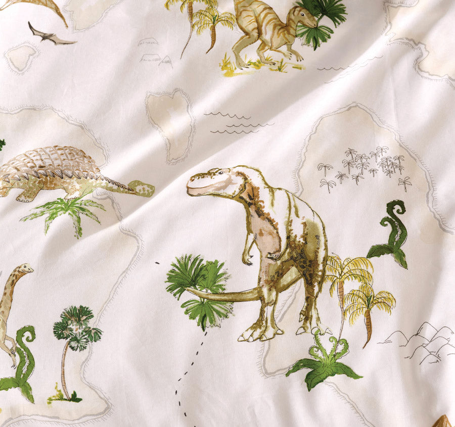 Dinosaur Map Quilt Cover Set Range Sand
